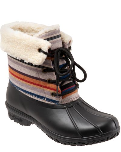 Pendleton Bridger Stripe Waterproof Faux Shearling Lined Boot - Black