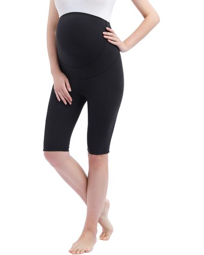 Kimi + Kai Flo Belly & Back Support Pocket Maternity Capri Tights - Black
