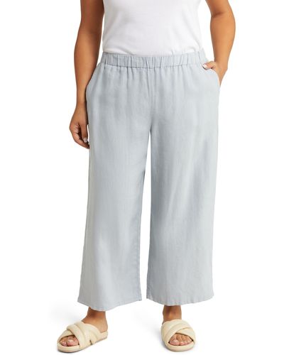 Eileen Fisher Organic Linen Crop Pants - Gray