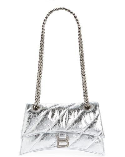 Balenciaga Small Crush Quilted Leather Shoulder Bag - White