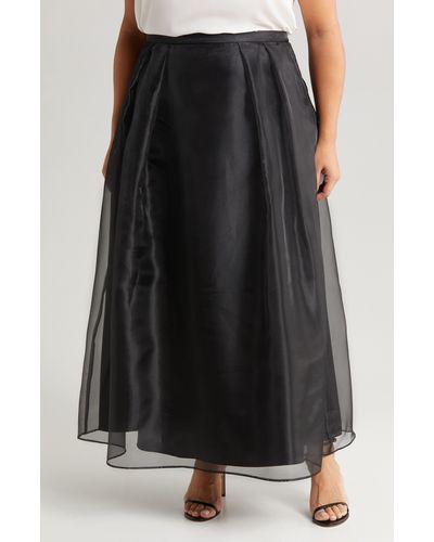 Alex Evenings Pleated Organza Overlay Skirt - Black