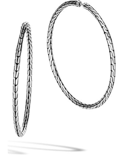 John Hardy Classic Chain Large Hoop Earrings - Metallic