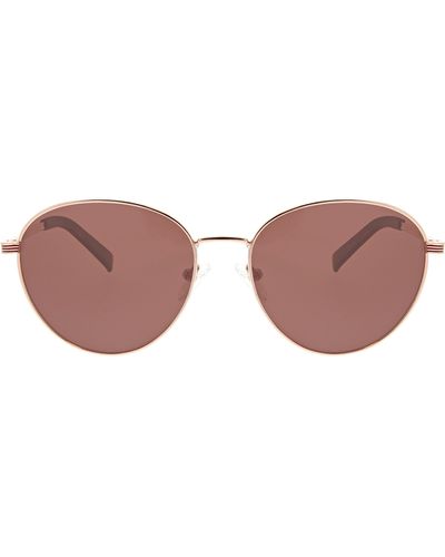 Hurley 60mm Polarized Round Sunglasses - Pink