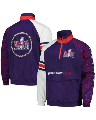 Starter Super Bowl Lviii Elite Raglan Half-zip Jacket At Nordstrom - Purple