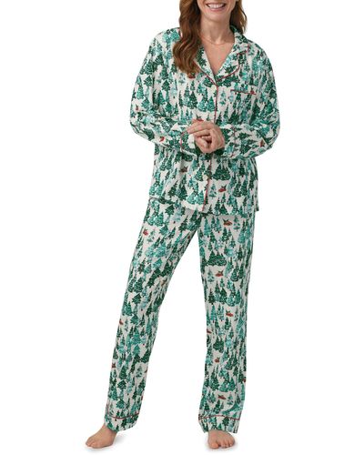Bedhead Print Cotton Flannel Pajamas - Green
