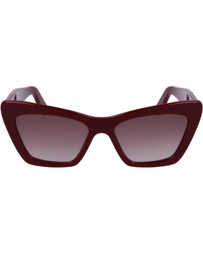 Ferragamo 55mm Gradient Rectangular Sunglasses - Purple