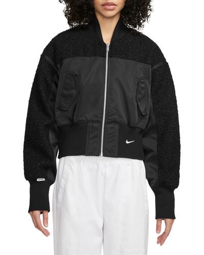 Nike Sportswear Collection High Pile Fleece Bomber Jacket - Black