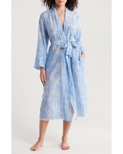 Papinelle Cheri Blossom Cotton & Silk Robe - Blue