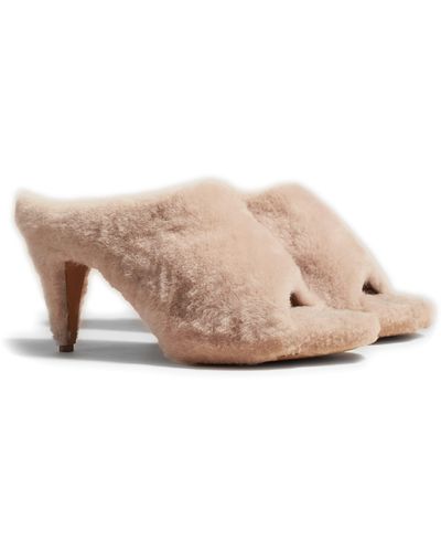 Khaite Marion Peep Toe Genuine Shearling Sandal - Pink