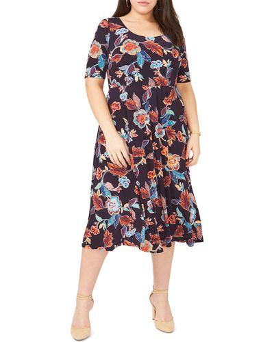 Chaus Floral Print Jersey Midi Dress - Multicolor