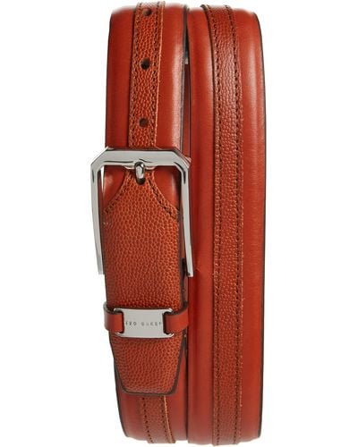 Ted Baker Siymon Mix Texture Leather Belt - Red