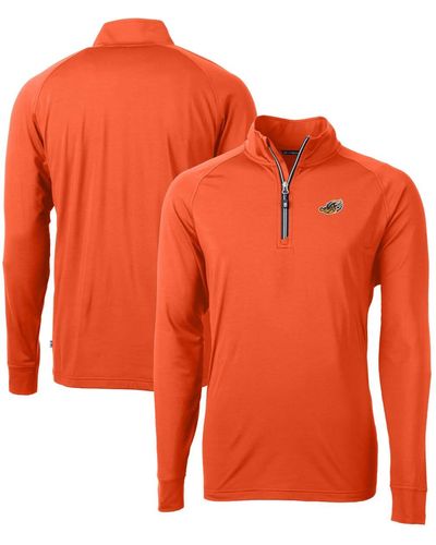 Cutter & Buck Akron Rubberducks Adapt Eco Knit Stretch Recycled Quarter-zip Pullover At Nordstrom - Orange