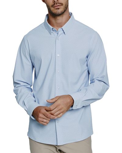 7 Diamonds Elias Check Performance Button-up Shirt - Blue