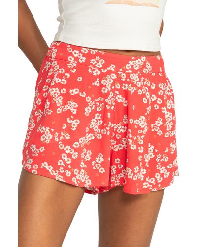 Roxy Midnight Floral Shorts - Red