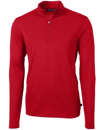 Cutter & Buck Virtue Half Zip Stretch Recycled Polyester Sweatshirt - Red