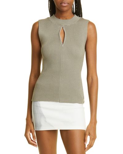 Paloma Wool Atori Zip Keyhole Organic Cotton Rib Sleeveless Sweater - White
