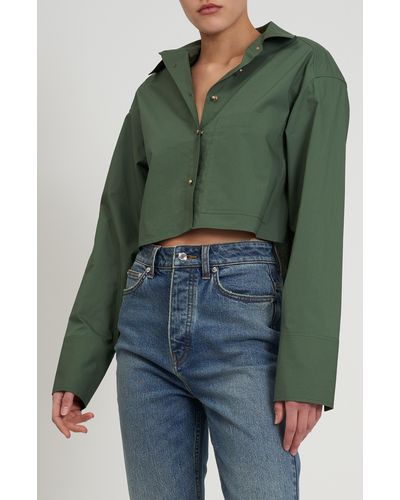 Rebecca Minkoff Layne Crop Button-up Shirt - Green