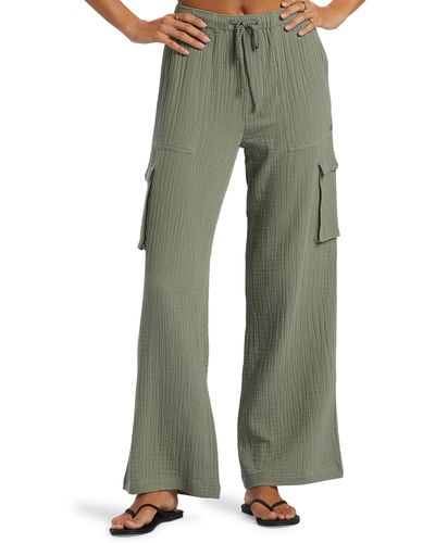 Roxy Precious Cargo Cotton Drawstring Pants - Green