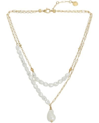 AllSaints Imitation Pearl Pendant Layered Necklace - Multicolor
