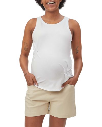 Stowaway Collection Pleated Maternity Tank - White