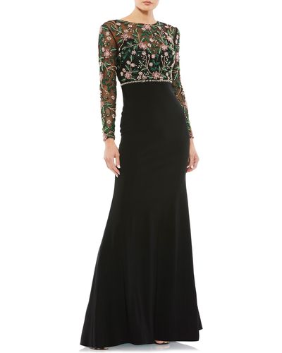 Mac Duggal Floral Embellished Gown - Black