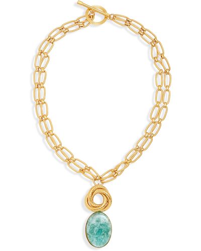 D'Estree Elizabeth Medallion Pendant Necklace - Metallic
