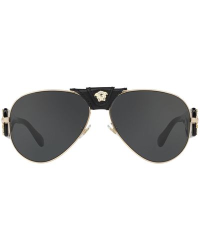 Versace Medusa 62mm Aviator Sunglasses - Black