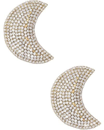 Ettika Crystal Crescent Moon Drop Earrings - Metallic
