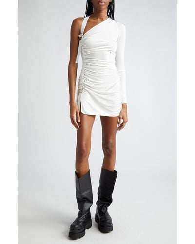 Dion Lee Utility Slider Strap One Shoulder Jersey Dress - White