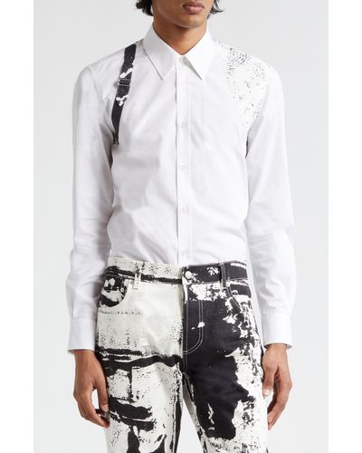 Alexander McQueen logo-embroidered poplin shirt - Black