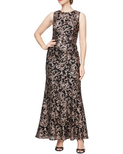 Alex Evenings Sequin Sleeveless Gown - Multicolor