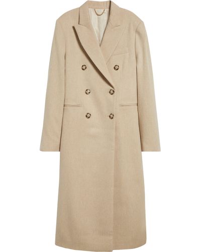 Victoria Beckham Double Breasted Wool & Cashmere Coat - Natural
