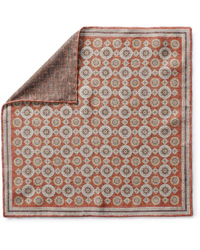 Jack Victor Selby Reversible Silk Pocket Square - Brown