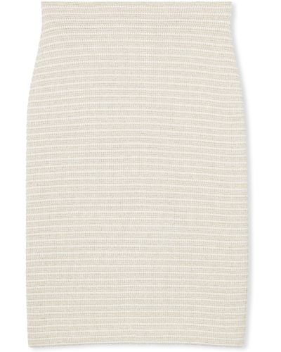 St. John Stripe Metallic Tweed Pencil Skirt - Natural