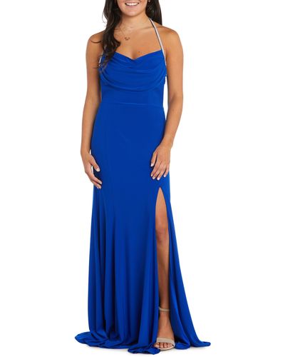 Morgan & Co. Drape Front Gown - Blue
