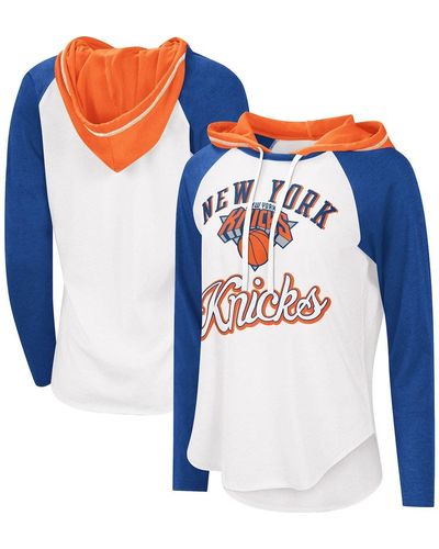 G-III 4Her by Carl Banks New York Knicks Mvp Raglan Hoodie Long Sleeve T-shirt At Nordstrom - Blue