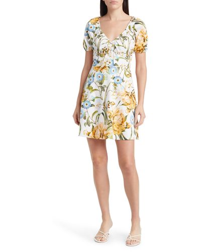 FAVORITE DAUGHTER The Beloved Floral Stretch Cotton Minidress - Yellow