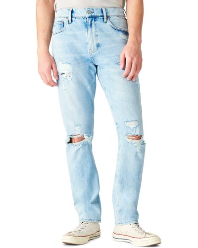 Lucky Brand 410 Ripped Athletic Straight Leg Jeans - Blue