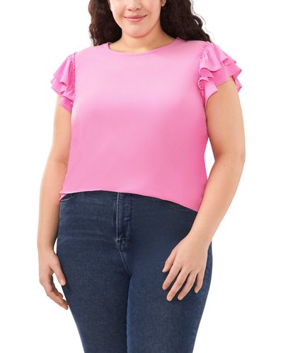 Cece Double Ruffle Knit Top - Pink