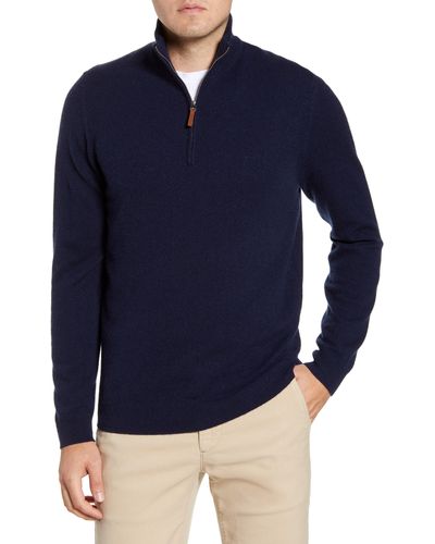 Nordstrom Men's Shop Regular Fit Cashmere Quarter Zip Pullover - Blue
