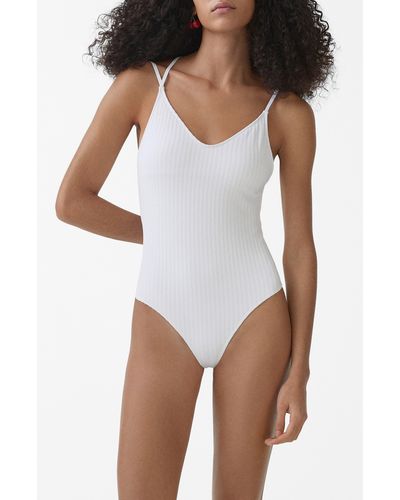 Mango Positano Strappy One-piece Swimsuit - White