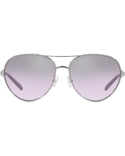 Tory Burch 58mm Gradient Mirrored Pilot Sunglasses - Purple