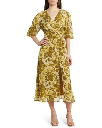 Chelsea28 Forget Me Not Gathered Waist Dress - Yellow