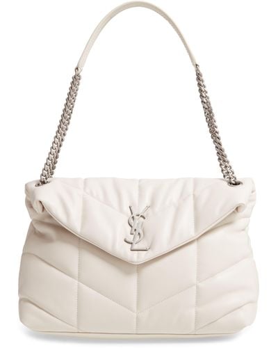 Saint Laurent Medium Lou Leather Puffer Bag - White