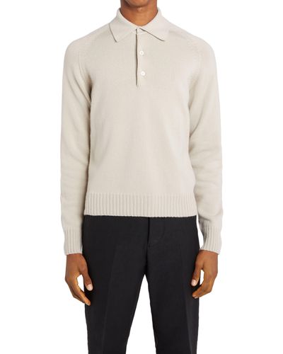 Tom Ford Seamless Cashmere Polo Sweater - White