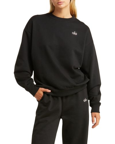 Alo Yoga Accolade Crewneck Cotton Blend Sweatshirt - Black