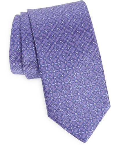Eton Floral Silk Tie - Blue