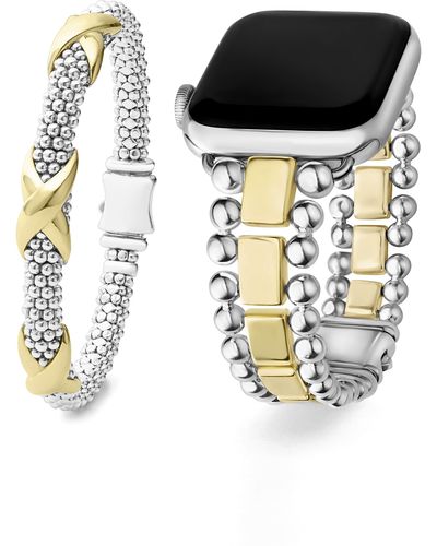 Lagos Caviar Apple Watch Band & Station Bracelet Set - Black