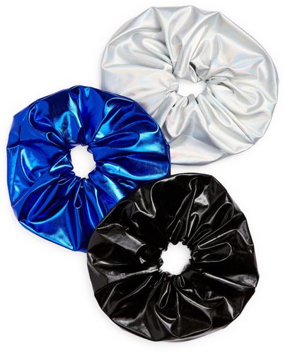 Tasha Assorted 3-pack Metallic Scrunchies - Blue