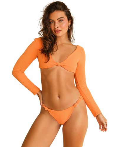 Dippin' Daisy's Quinn Knot Detail Cheeky Swim Bikini Bottom - Orange